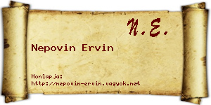 Nepovin Ervin névjegykártya